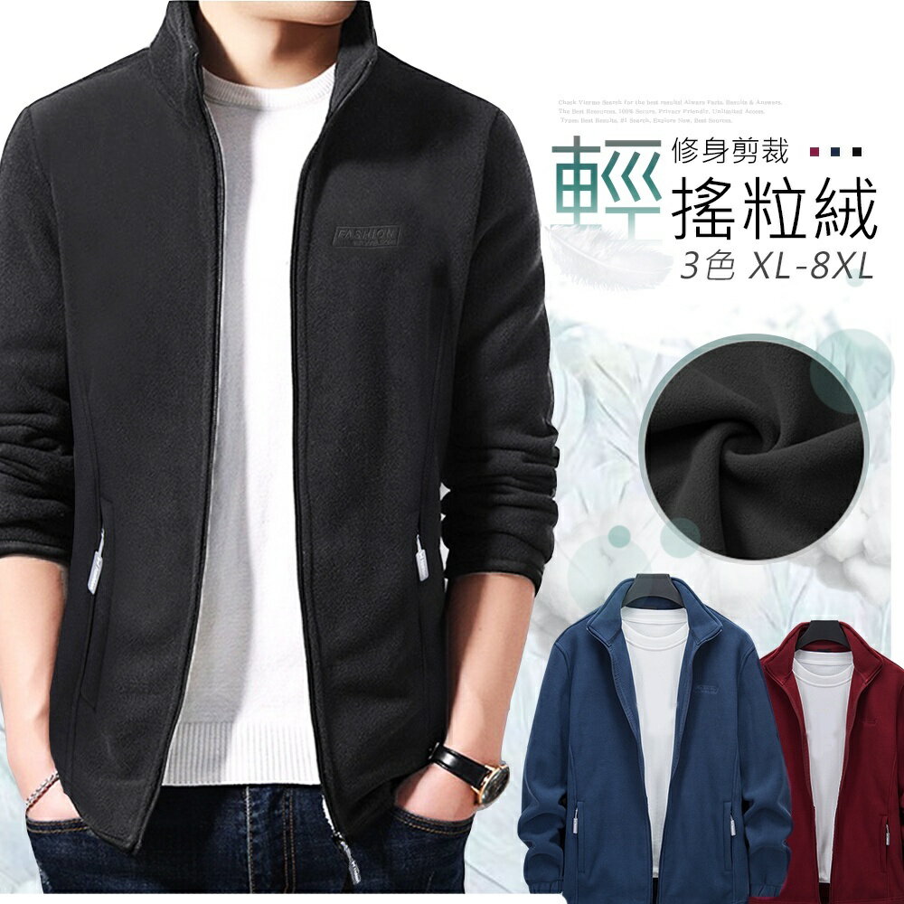 臺灣現貨秒出⚡XL~8XL加大碼⭐搖粒絨立領外套【CP16044】保暖發熱休閒毛絨拉鍊男外套