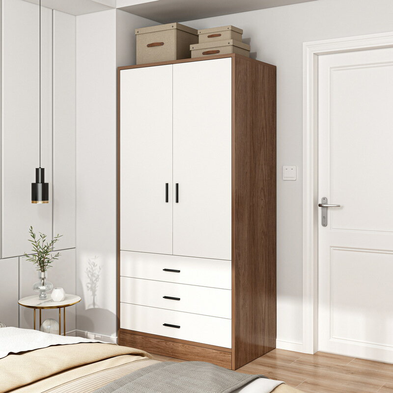 APP下單享點數9% 小戶型衣柜現代簡約家用臥室收納儲物柜仿實木簡易出租房用掛衣櫥