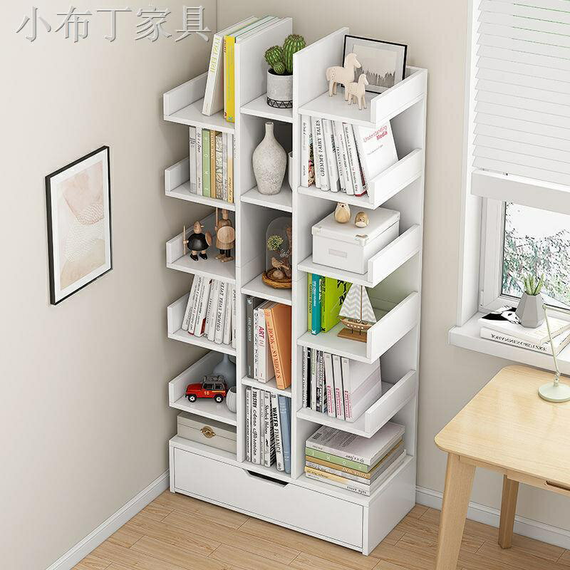 ◐書架簡約現代家用落地簡易置物架省空間經濟型客廳小型創意書柜