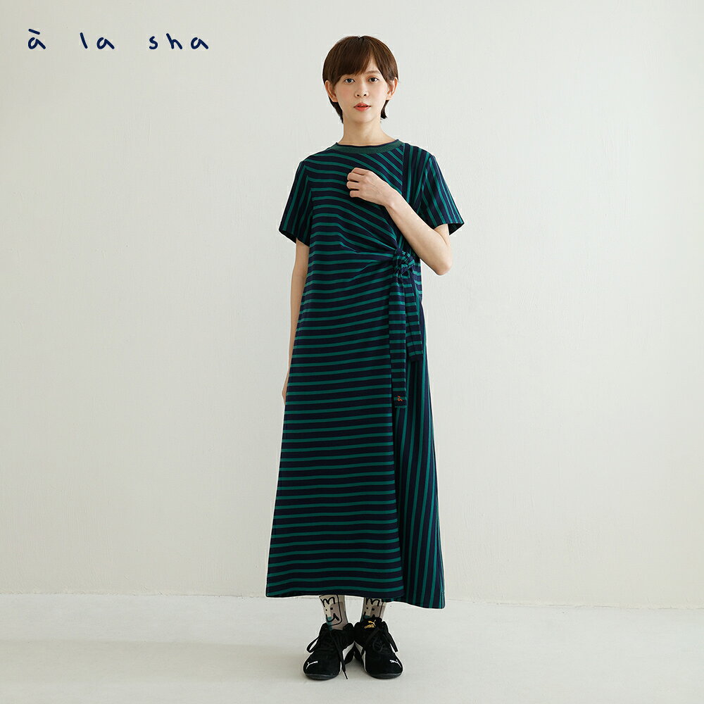 a la sha 條紋扭結造型洋裝 1