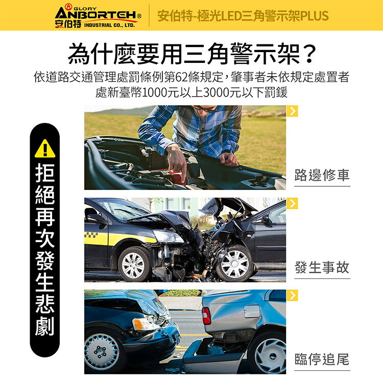 【安伯特】極光LED三角警示架PLUS(一年保固) (故障標誌 警告標示 故障警示牌 三角故障牌) 2