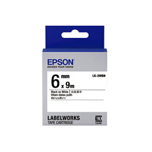 EPSON 6mmx9M 白底黑字標籤帶 / 盒 LK-2WBN