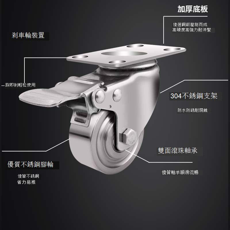 免運/公司貨 萬向輪 304中型不銹鋼實心輪 1.5寸2寸3寸4寸5寸防水防銹耐磨耐用型腳輪 可開發票 全館五折 工廠現貨直銷 新品特價 d1113