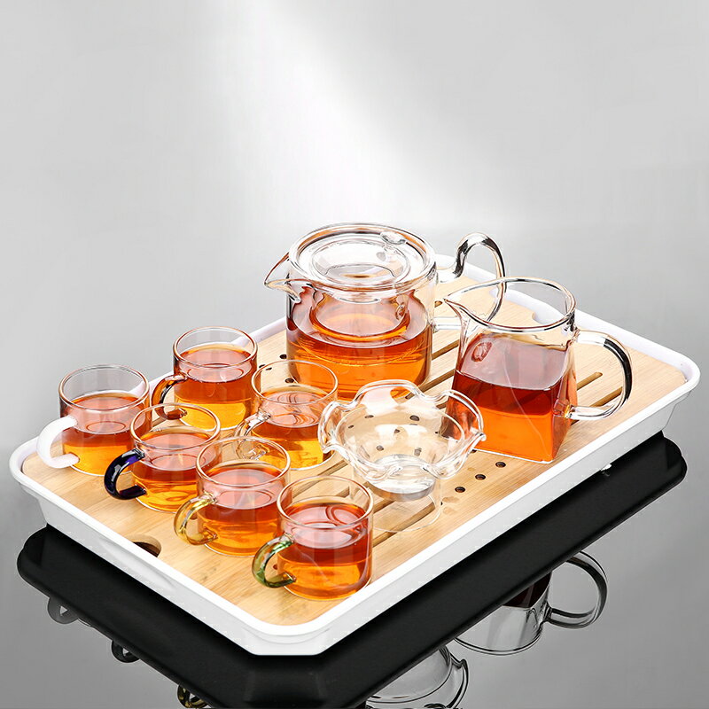 加厚玻璃茶具套裝功夫茶道耐高溫可直燒家用待客泡茶壺茶杯透明