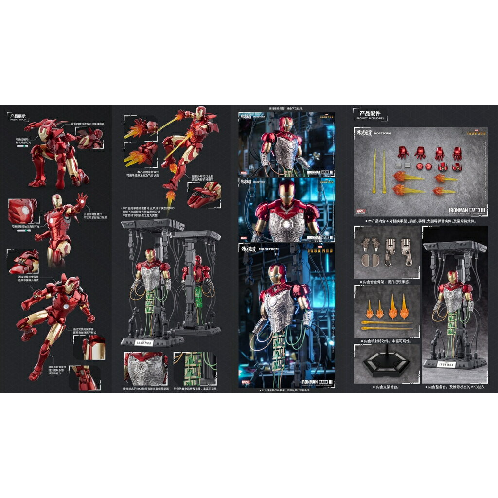 ISONA 23公分御模道鋼鐵人拼裝模型 鋼鐵人組裝模型 MK2 mk3 mk7 mk5 2