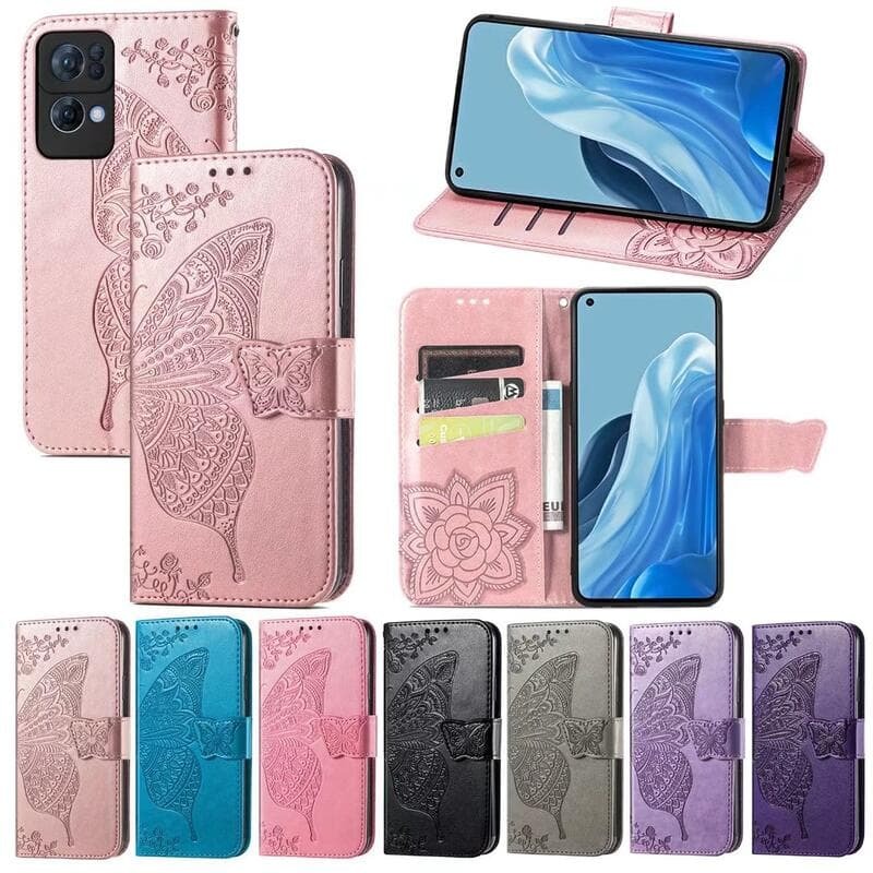 『開心樂購』OPPO Reno 11 10 Pro Pro+ 8 8T 7 Pro 花之蝶 手機皮套 支架 保護套