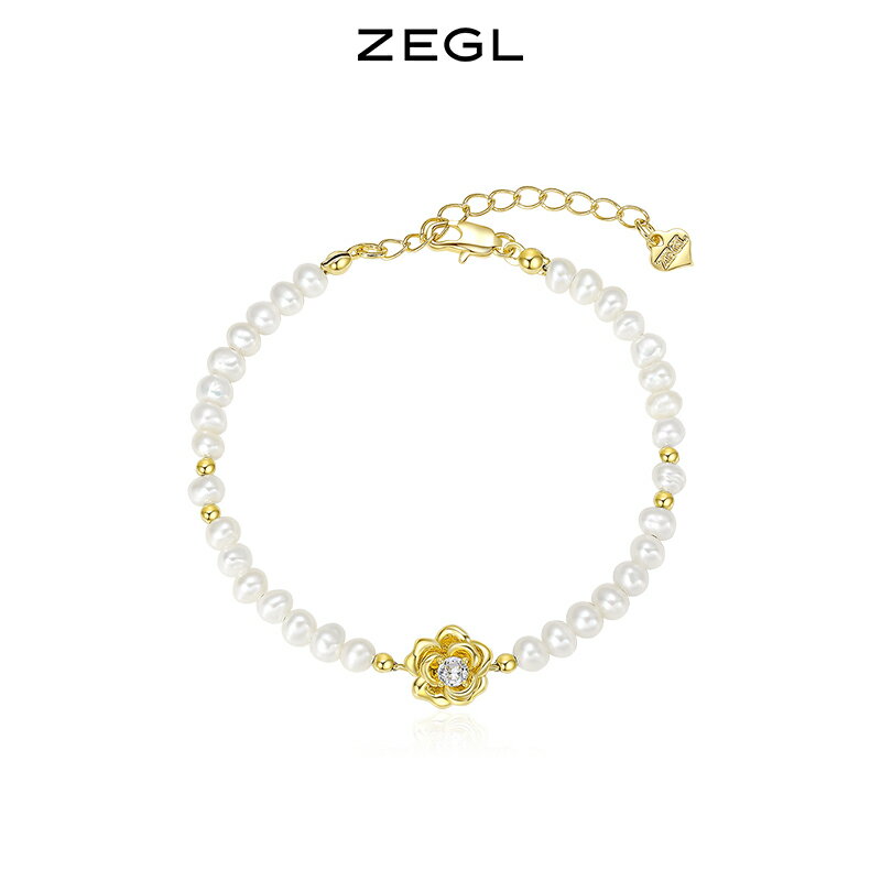 ZEGL設計師山茶花系列珍珠花朵手鏈女生復古ins小眾設計感手飾品