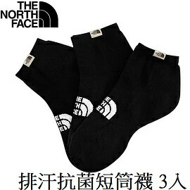 [ THE NORTH FACE ] 男女款 排汗抗菌短筒襪 L 3入 黑 / NF0A7WJ3KX8