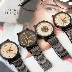 數字羅馬刻度鐵塔萬花筒太陽陶瓷腕錶手錶-4色~funsgirl芳子時尚【B230042】