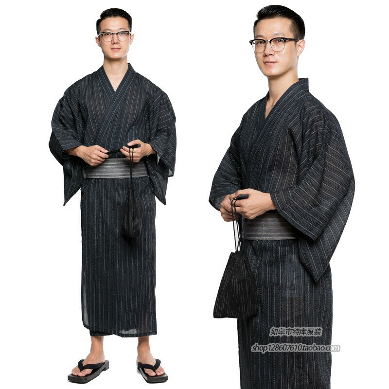 日式和服(男) 2021新款日式浴衣和服夏秋季男式長款浴衣武士長袍沉穩 