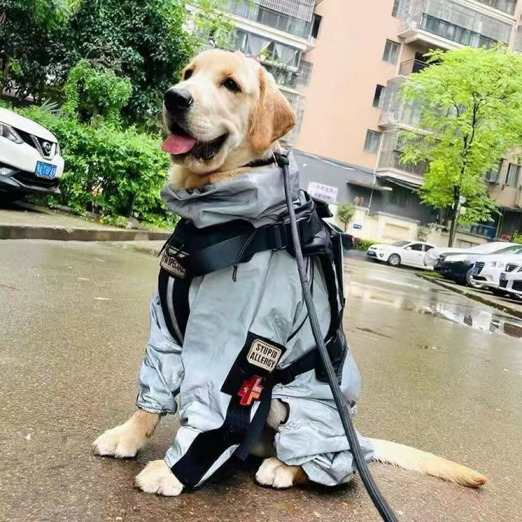 狗狗雨衣反光沖鋒衣中大型犬拉布拉多邊牧薩摩耶四腳全包防水雨披