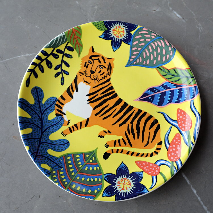 外貿出口叢林動物系列盤釉下彩盤子水果零食擺盤家居盤子炒菜盤