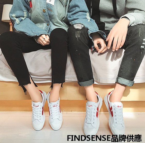 FINDSENSE品牌 四季款 新款 日本 情侶 高品質 文藝小白鞋 輕便運動 舒適透氣 休閒 低幫帆布鞋 潮流鞋子