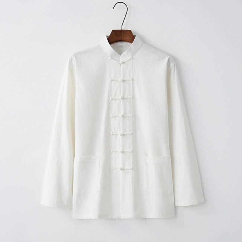 【巴黎精品】現貨+預購 新中式 唐裝漢服上衣-中國風棉麻盤扣襯衫長袖男上衣8色a1bx3