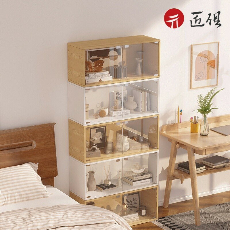 【匠俱】透明展示櫃手辦櫃 組閤書櫃格子 櫃帶門落地小櫃子玩具收納櫃 儲物櫃 置物櫃 衣櫃 零食櫃