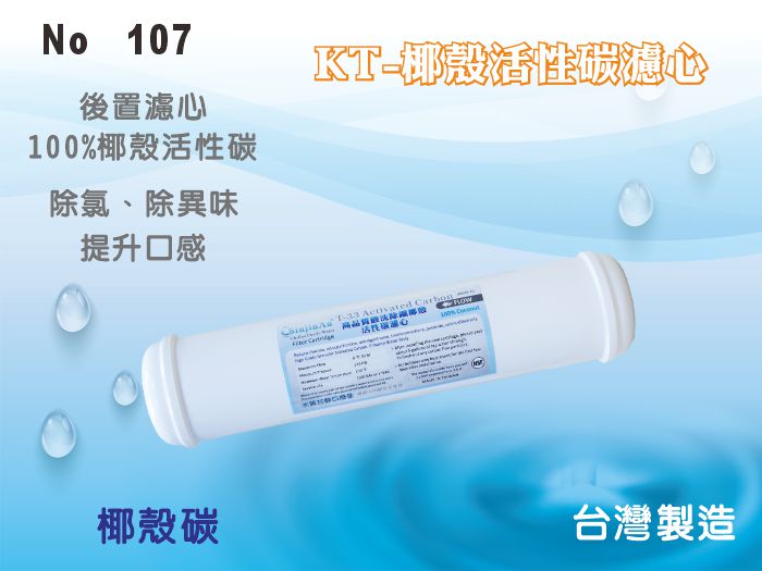 【龍門淨水】KT-NSF100%椰殼活性炭濾心 淨水器  濾水 RO機 飲水機 過濾器(貨號107)