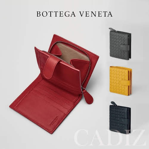 歐洲正品 BOTTEGA VENETA BV 女性經典黑紅黃灰編織羊皮拉鍊長夾 121059