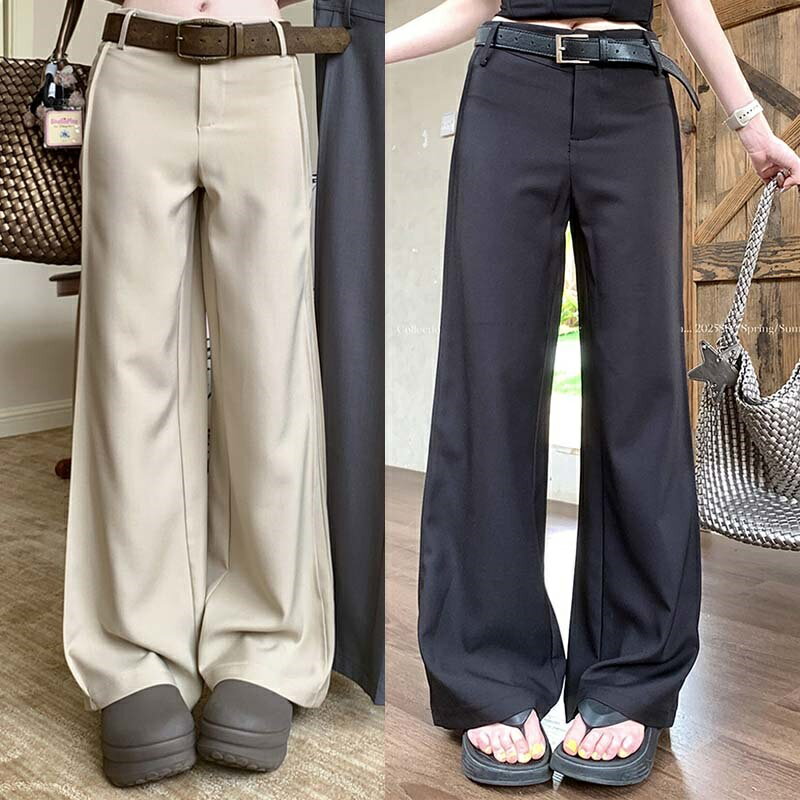 【巴黎精品】現貨+預購 高腰休閒長褲寬褲直筒褲西裝褲落地褲顯瘦大碼休閒女裝-垂感女褲子3色a1lb70