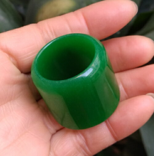 滿綠翡翠玉扳指 天然緬甸干青鐵龍生指環 正陽綠戒指 帝王綠1入