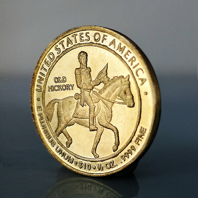 總統安德魯·杰克遜金幣 外國硬幣1/2盎司仿金銅幣紀念幣