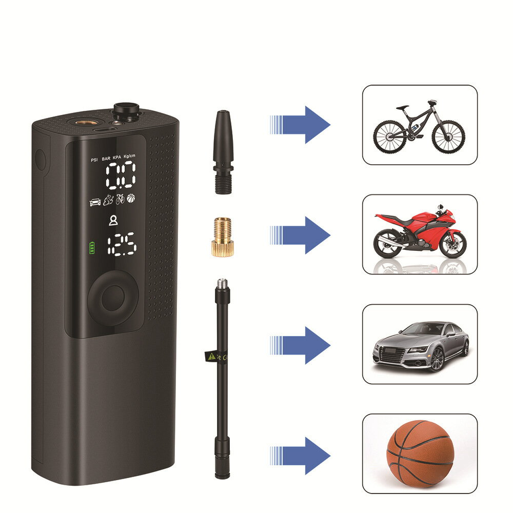 充氣泵 ● 智能便攜 充氣泵電動自動摩托車汽車輪胎籃球車載多功能高壓打氣筒