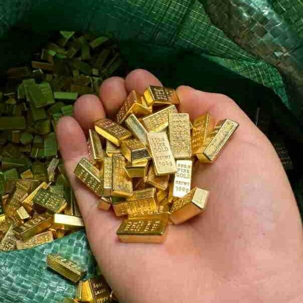迷你金條．抖音爆款1cm小金條 實心金條 1公分小擺飾 沙金條 聚寶盆
