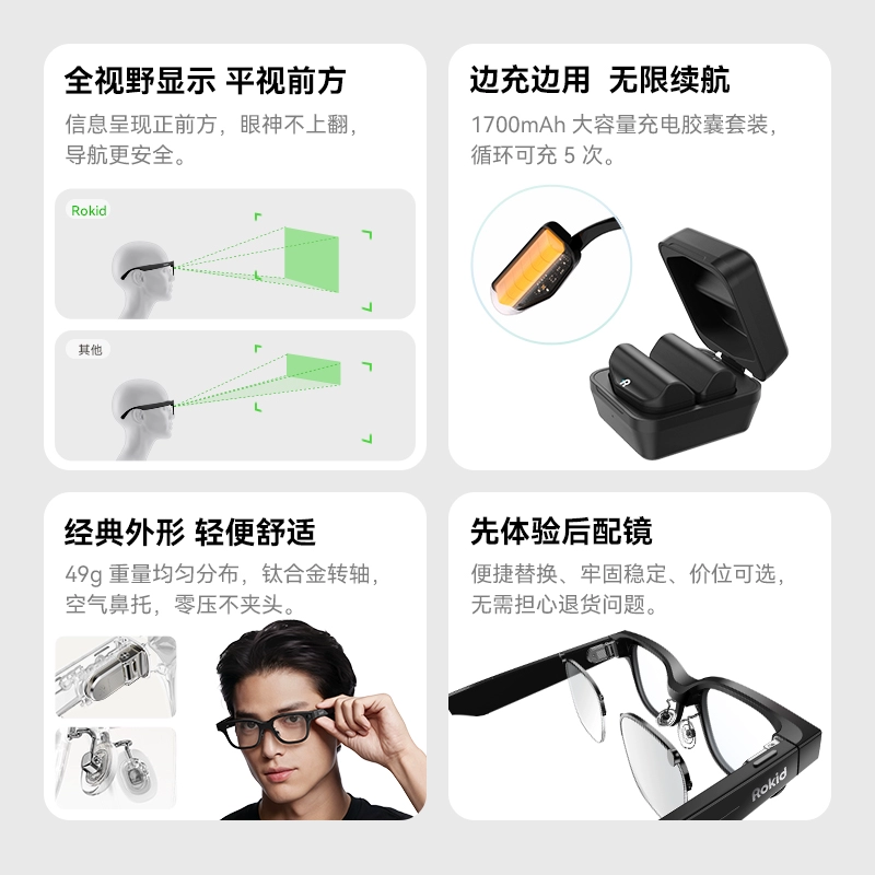 Rokid Glasses 智能AR眼鏡 Bolon暴龍聯名 AI語音助手 即時翻譯 導航 1200萬畫素 國際版本 3