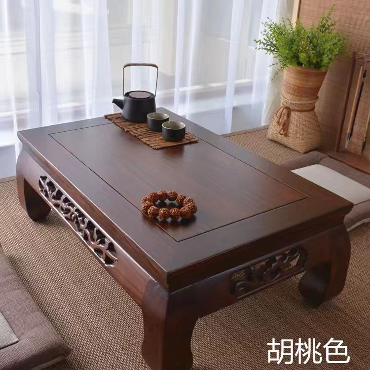 【諮詢客服有驚喜】榆木榻榻米茶桌和室幾桌飄窗桌炕幾矮桌雕花桌地臺陽臺學習桌中式
