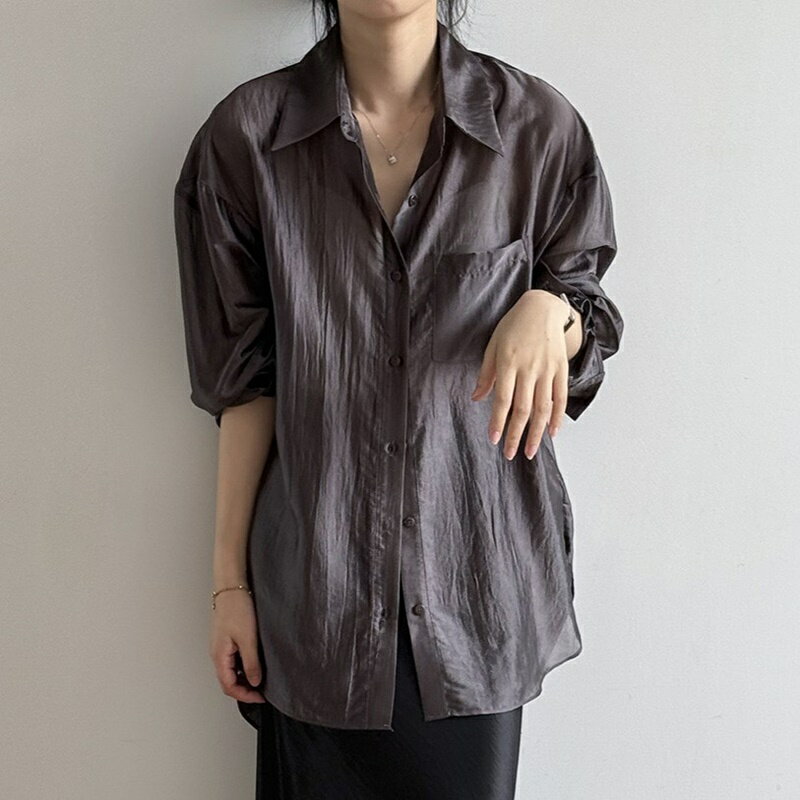 【米蘭精品】現貨+預購 法式長袖T恤長襯衫上衣親膚透氣美式休閒女裝-後背鏤空女上衣3色74ma52