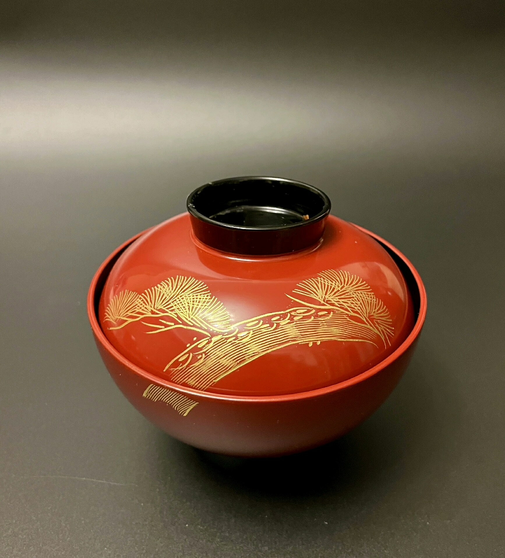 日本迴流漆碗 大漆金蒔繪 純實木 高臺蓋碗 松鶴延