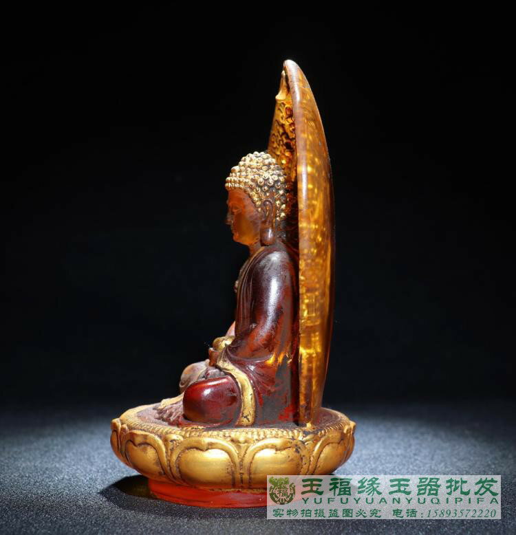 尼泊爾收藏傳描金老琉璃釋迦牟尼坐佛像風水鎮宅禮佛供奉臺擺件
