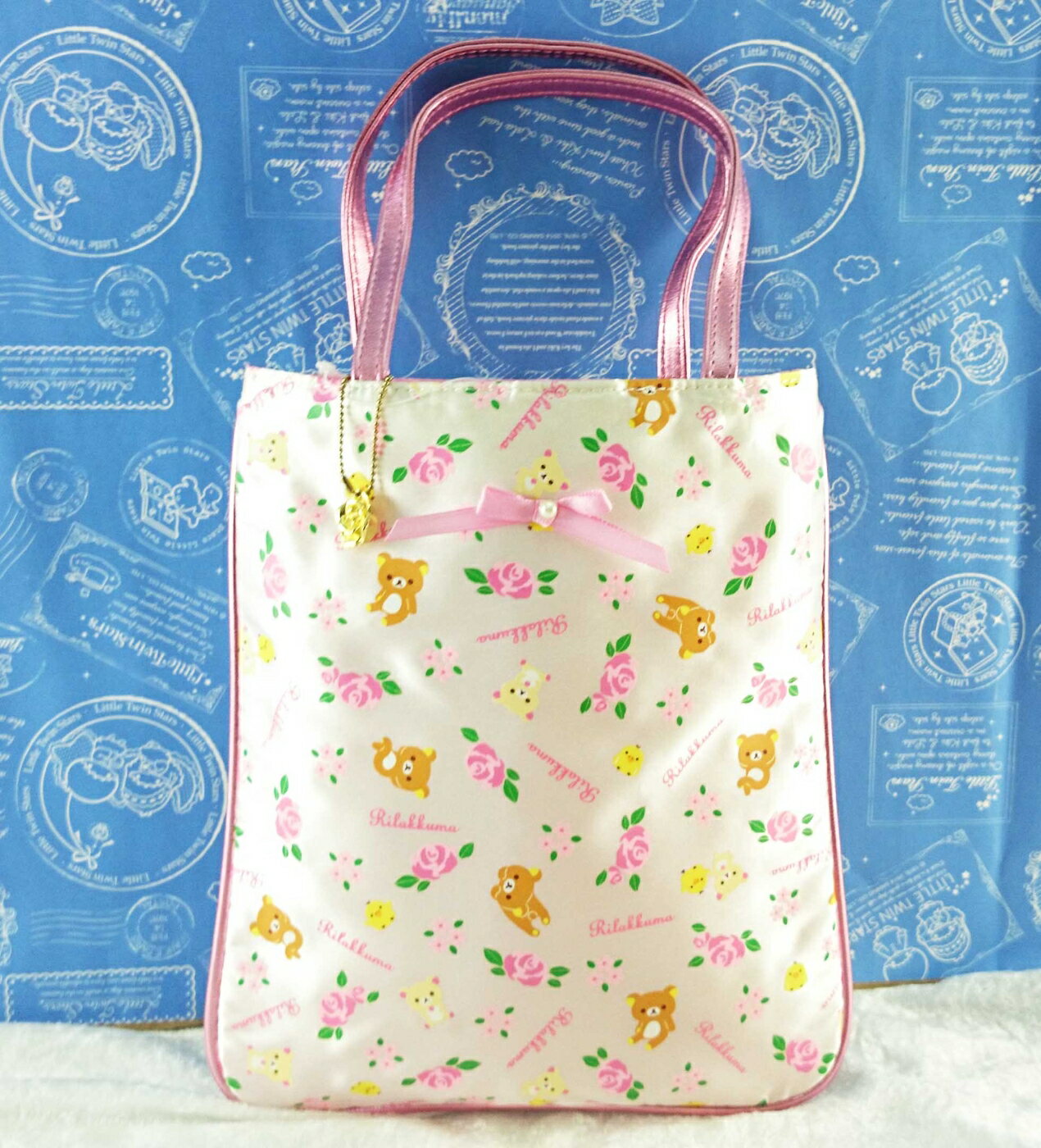 【震撼精品百貨】Rilakkuma San-X 拉拉熊懶懶熊 San-X 手提袋/收納袋-玫瑰#50638 震撼日式精品百貨