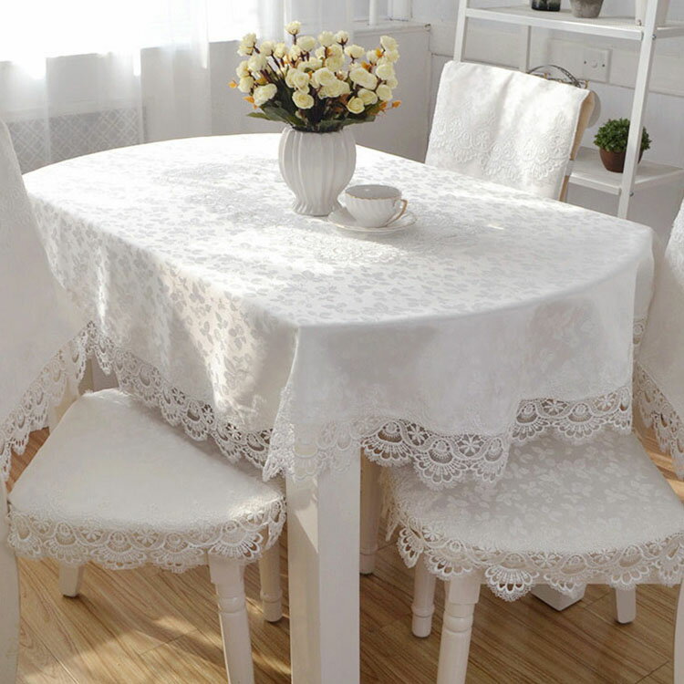 歐式白色蕾絲布藝茶幾布長方形西餐桌布美式床頭柜電視柜防塵蓋巾