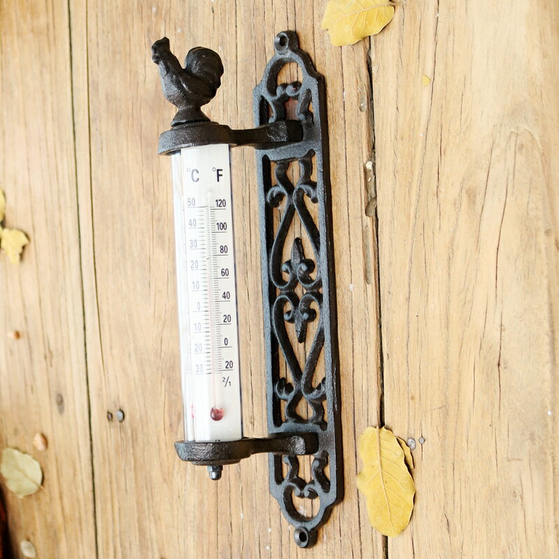 美式復古鐵藝壁掛溫度計家居墻上裝飾日用測溫器室內外老式溫度計