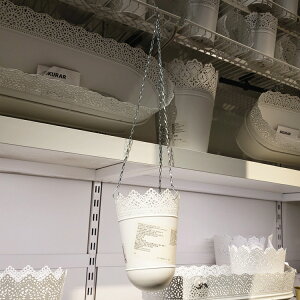 溫馨IKEA斯古拉懸掛花盆灰白吊籃花籃鍍鋅鋼藝術掛藍