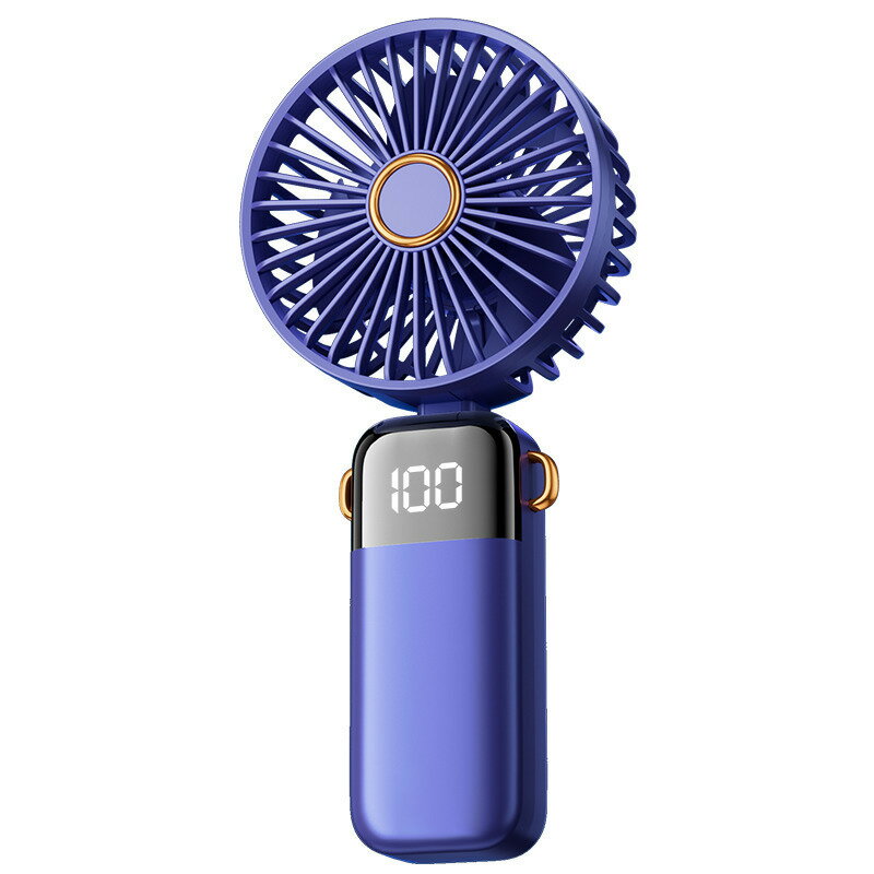 新款迷你折疊手持小風扇可充電學生桌面風扇戶外數顯掛脖風扇批發【北歐家居生活】