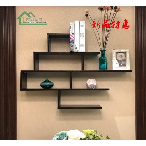 【優選百貨】免運創意電視櫃壁掛背景牆裝飾架隔板牆上置物架書架擱板造型壁掛牆架置物架 收納櫃 木架 儲物架