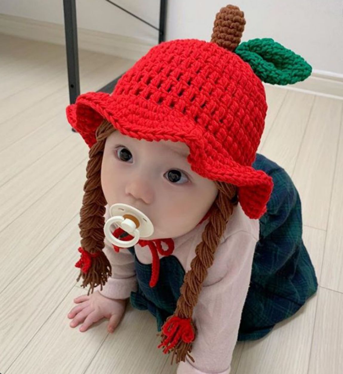 一歲嬰兒假發帽冬季帶辮子帽子女寶寶公主可愛春秋薄款秋冬小女孩