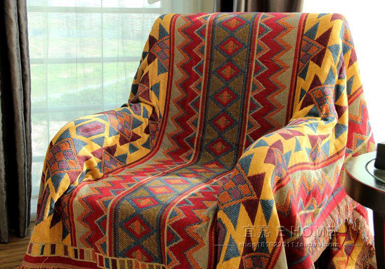 波西米亞毯子棉毯子空調毯毛巾毯蓋巾蓋毯彩色線毯沙發毯子復古風