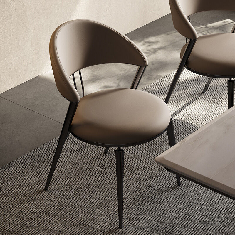 餐椅 家用 現代簡約軟包靠背椅意式北歐設計師酒店餐廳真皮椅子