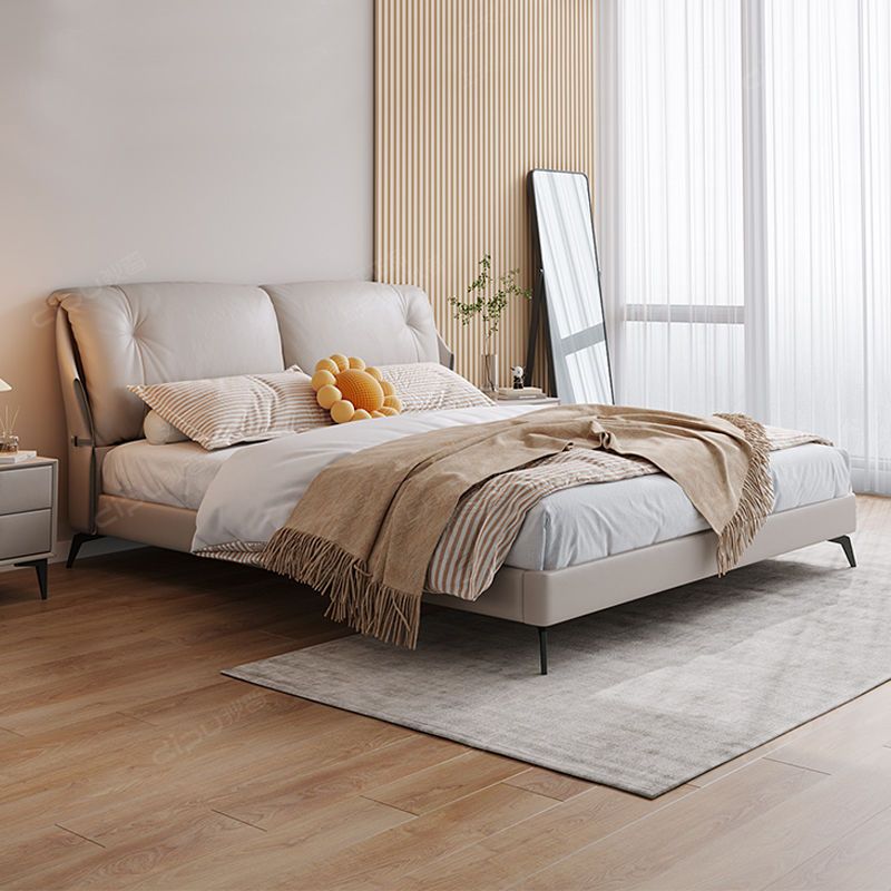 意式極簡現代真皮雙人床1.8米網紅床主臥 家用 1.5米單人床