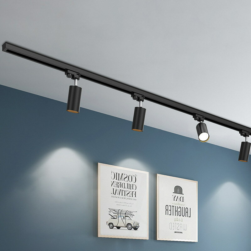 軌道射燈家用背景墻北歐客廳創意服裝店導軌式2米滑道LED軌道燈