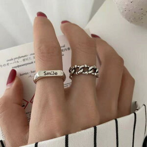 韓國smile微笑食指戒指少女ins風簡約個性百搭設計冷淡風開口指環