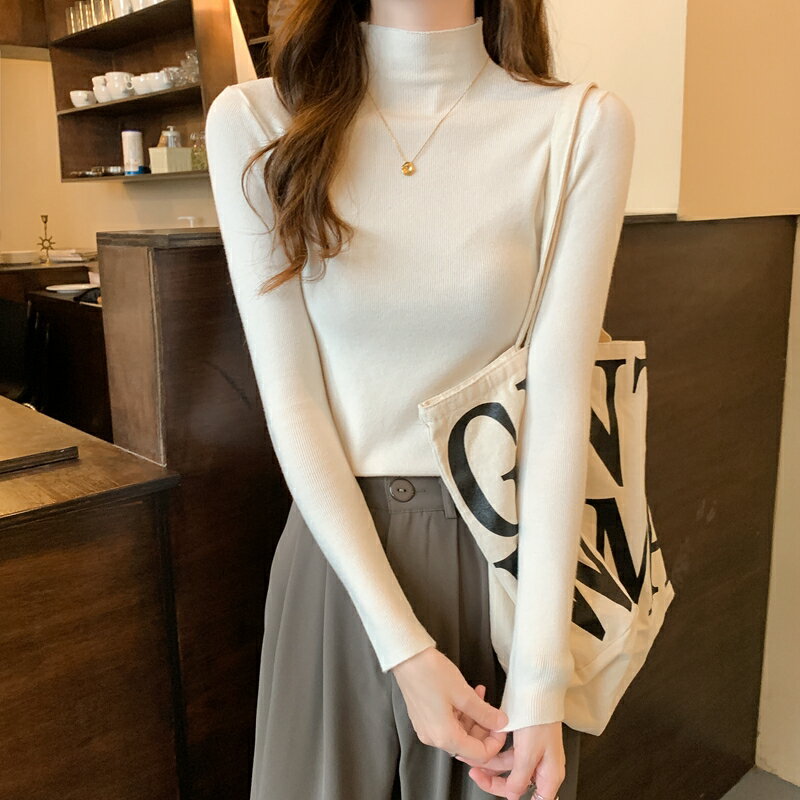 半高領打底衫女內搭秋冬季2021新款針織毛衣洋氣保暖長袖修身上衣