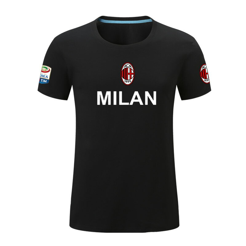 AC米蘭Milan意甲隊服半袖短袖t恤上衣男純棉足球運動訓練球衣上衣