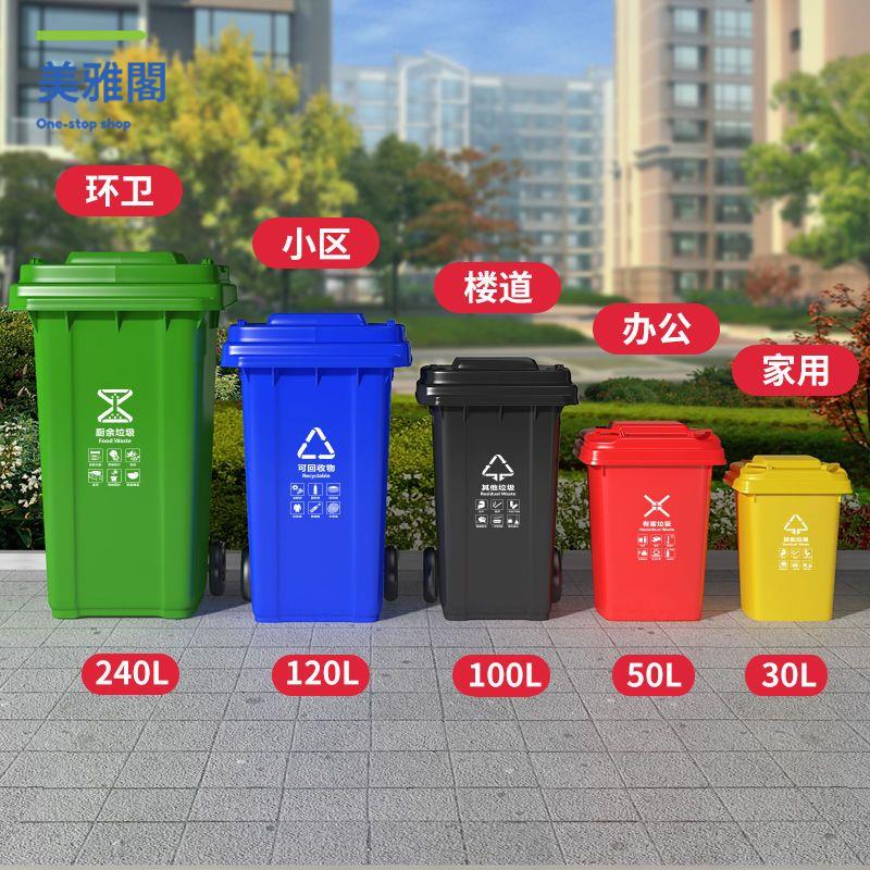 免運 垃圾桶戶外環衛240升 大容量 帶輪 帶蓋120升室外小區物業分類 垃圾箱【MY103】