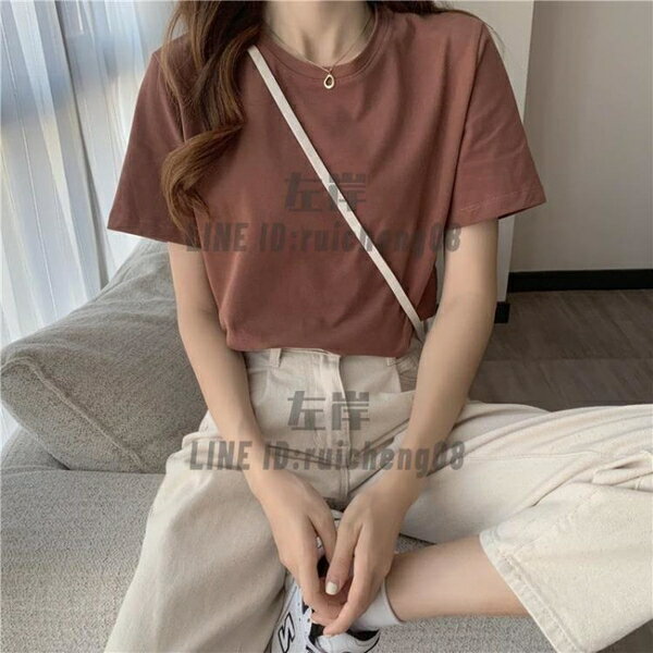 女短袖夏裝 百搭寬鬆半袖打底衫上衣服短袖休閒運動上衣【雲木雜貨】