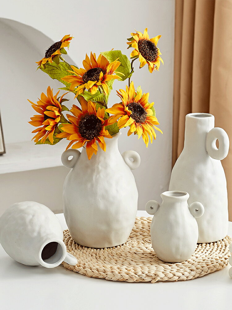 創意簡約陶瓷白色花瓶擺件客廳插花樣板間餐桌玄關家居裝飾品