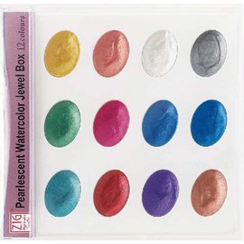日本吳竹珍珠水彩盒、顏色調色盤WSKG204-5(金屬色)(12色)