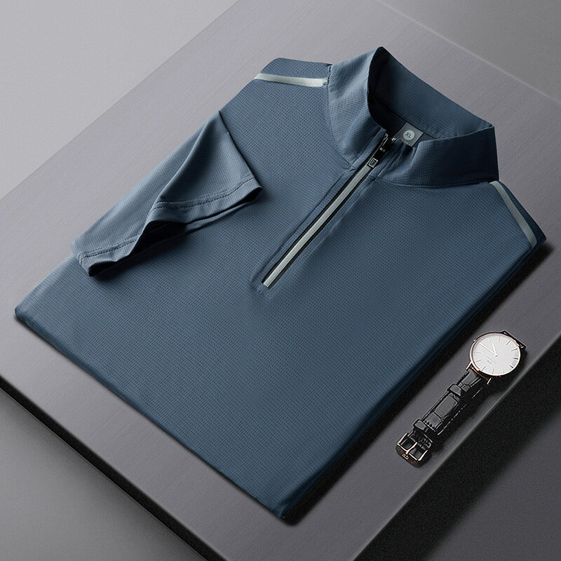 現貨+預購 冰絲POLO衫短袖上衣-夏季輕薄網眼純色男裝父親節禮物5色74ey15【獨家進口】【米蘭精品】